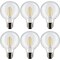 6Pk - Satco 6w G25 Globe Filament LED 3000K Medium Base Dimmable - 60w equiv